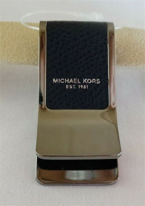 michael kors leather-inlay money clip blue one size|Michael Kors Men's Money Clip Card Case .